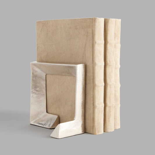 Silver cast aluminum bookends (set of 2) - stylish home accent (Image2).