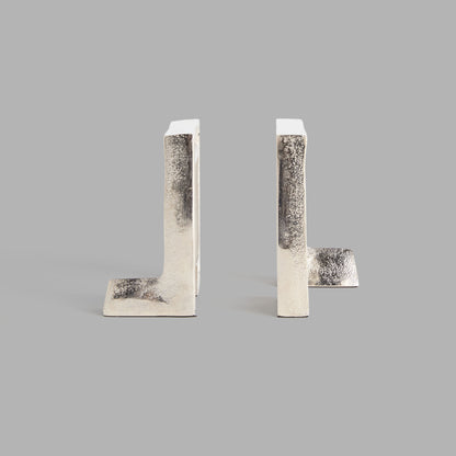 Silver cast aluminum bookends (set of 2) - stylish home accent (Image4).