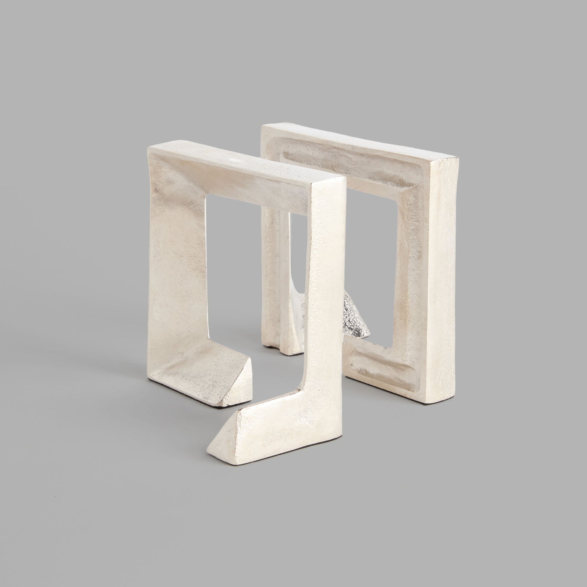 Silver cast aluminum bookends (set of 2) - stylish home accent (Image5).