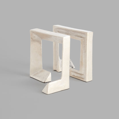 Silver cast aluminum bookends (set of 2) - stylish home accent (Image5).