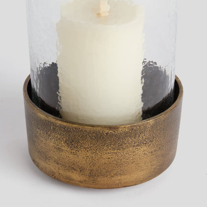 Small antique brass hammered hurricane - stylish home accent (Image3).