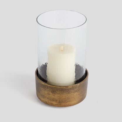 Small antique brass hammered hurricane - stylish home accent (Image4).