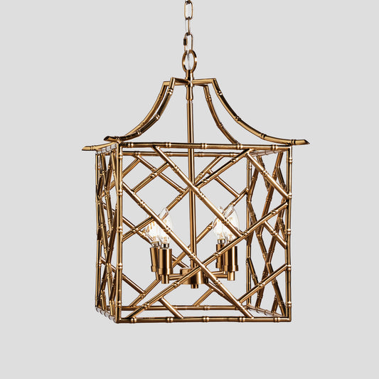 Small brass bamboo pendant light - stylish home accent (Image1).