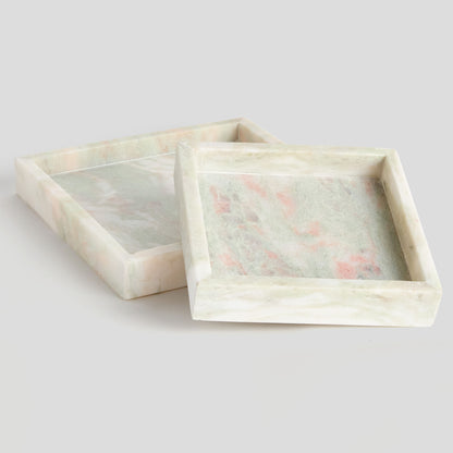 Small green marble square trays (set of 2) - stylish home accent (Image4).