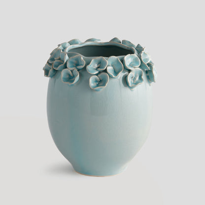 Small ice blue handcrafted ceramic vase - stylish home accent (Image1).
