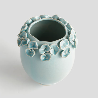 Small ice blue handcrafted ceramic vase - stylish home accent (Image4).