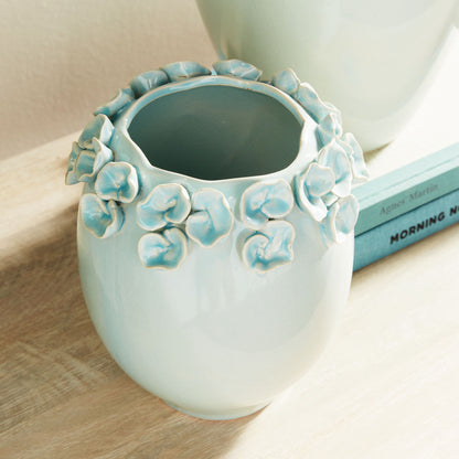 Small ice blue handcrafted ceramic vase - stylish home accent (Image6).