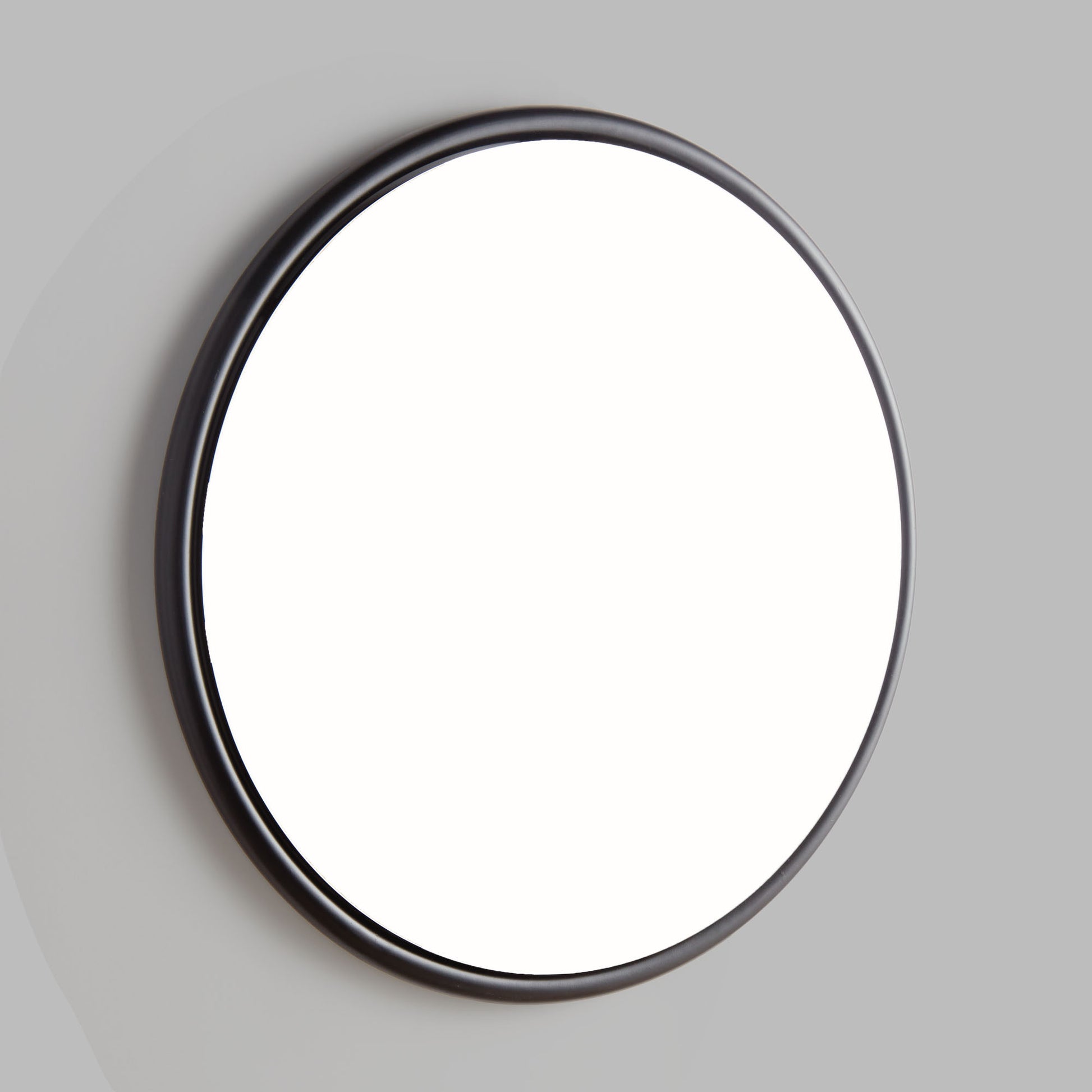 Small round black beveled edge mirror 25 inch - stylish home accent (Image1).