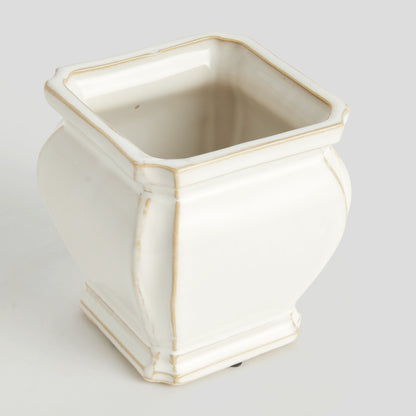 Small white glazed ceramic pot - stylish home accent (Image3).