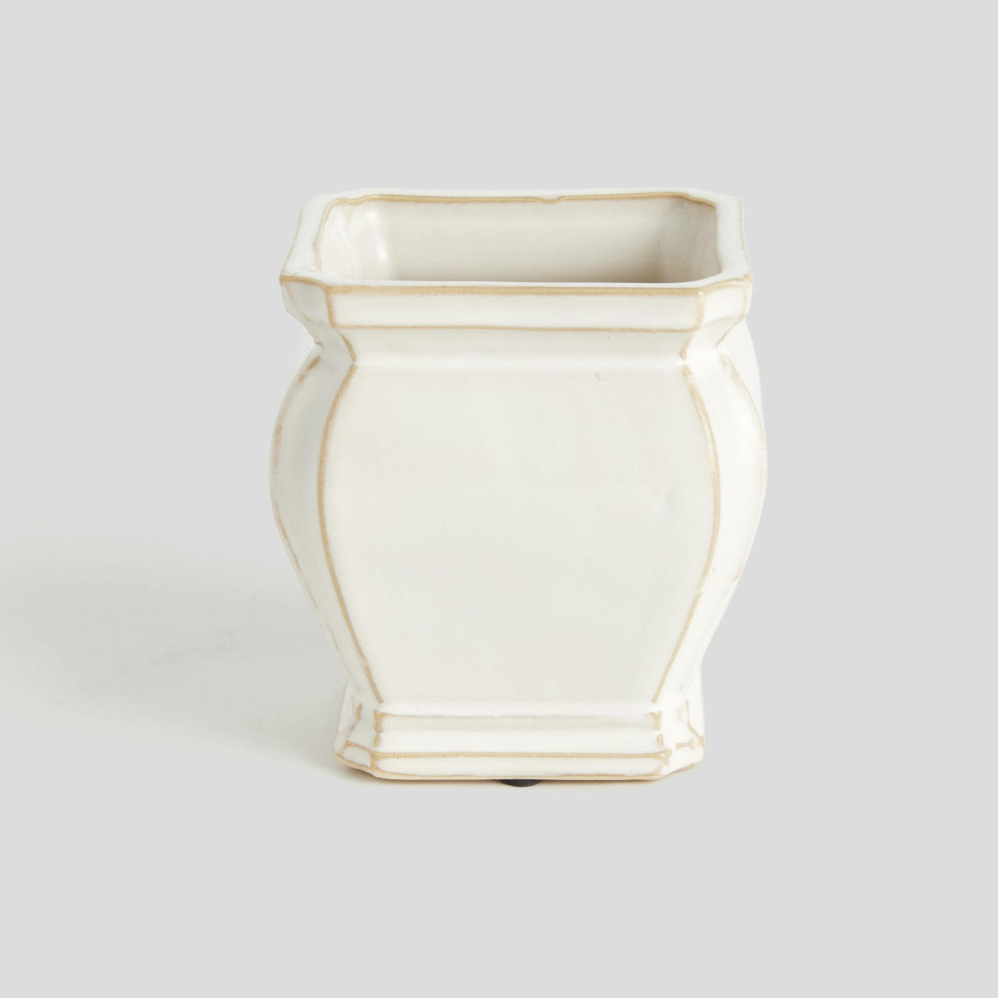 Small white glazed ceramic pot - stylish home accent (Image4).