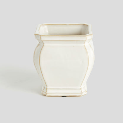 Small white glazed ceramic pot - stylish home accent (Image4).