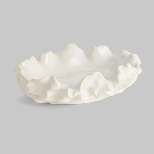 Small white handcrafted stoneware decorative bowl - stylish home accent (Image1).