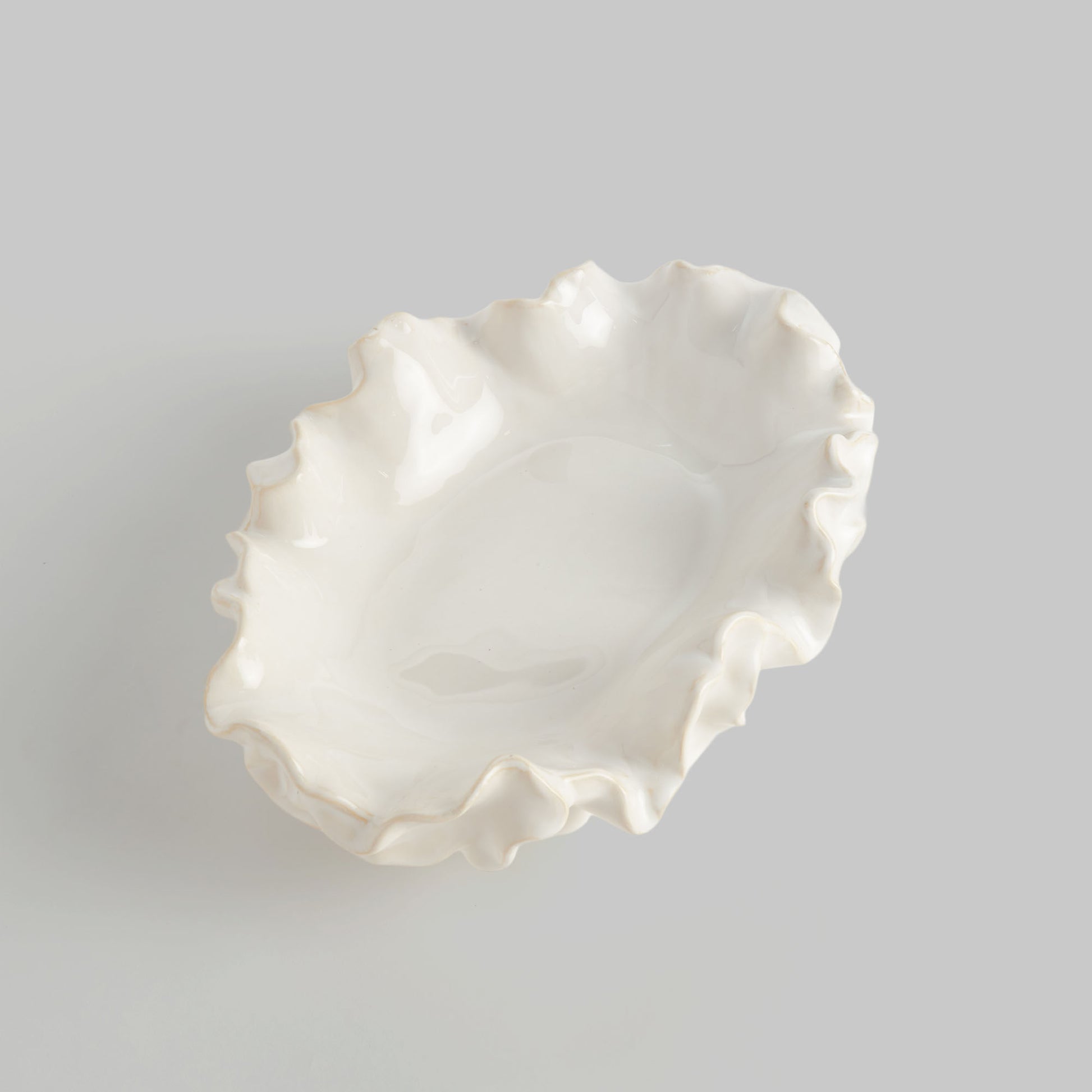 Small white handcrafted stoneware decorative bowl - stylish home accent (Image2).