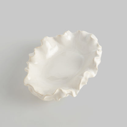 Small white handcrafted stoneware decorative bowl - stylish home accent (Image2).