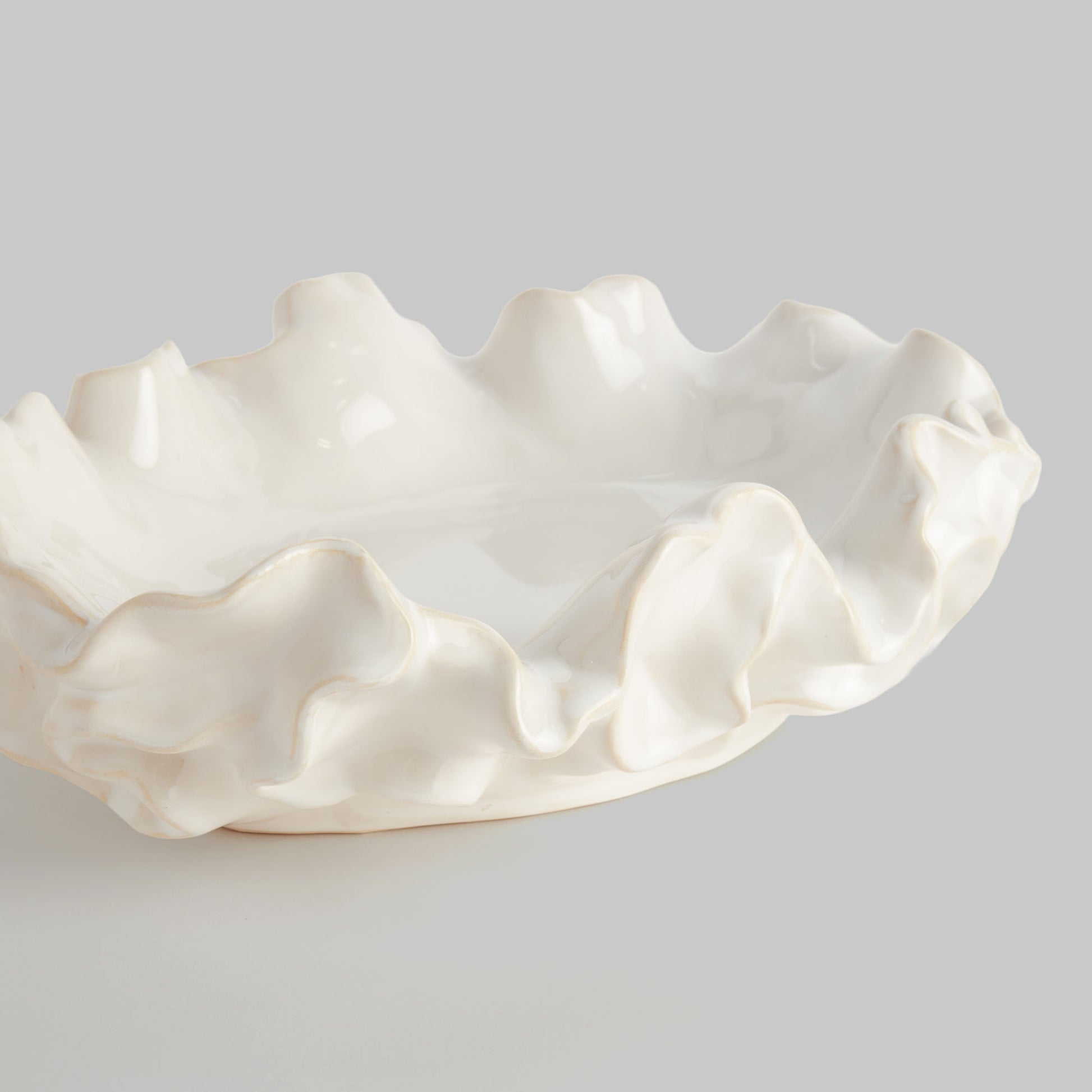 Small white handcrafted stoneware decorative bowl - stylish home accent (Image3).