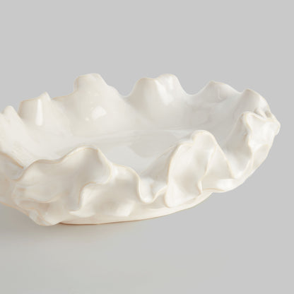 Small white handcrafted stoneware decorative bowl - stylish home accent (Image3).