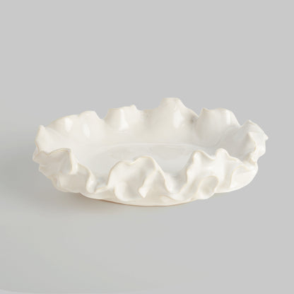 Small white handcrafted stoneware decorative bowl - stylish home accent (Image4).