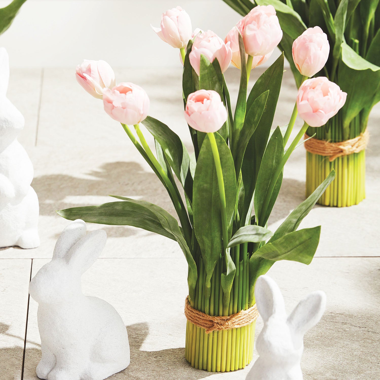 Soft pink faux peony tulip bundle - stylish home accent (Image3).