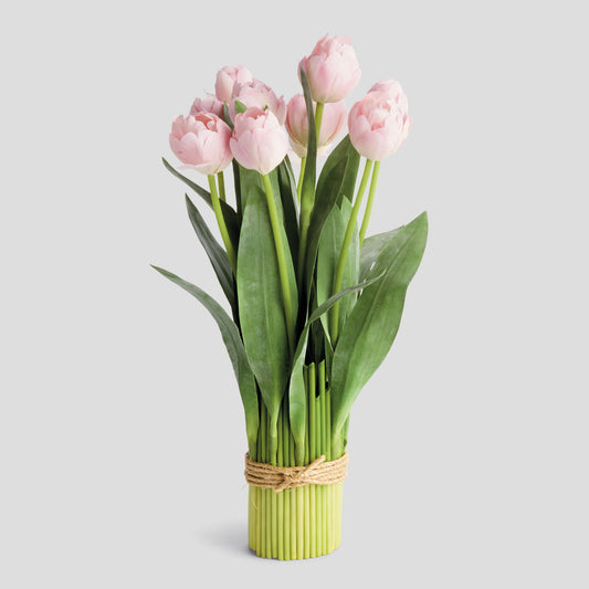 Soft pink faux peony tulip drop-in bundle - stylish home accent (Image1).