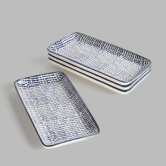 Speckled blue ceramic 8 inch trays (set of 4) - stylish home accent (Image2).