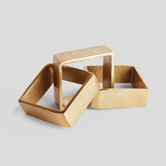 Square chain gold aluminum sculpture - stylish home accent (Image1).