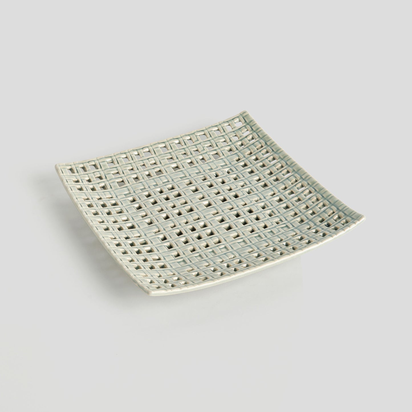 Square gray open weave stoneware tray - stylish home accent (Image4).