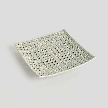 Square gray open weave stoneware tray - stylish home accent (Image4).