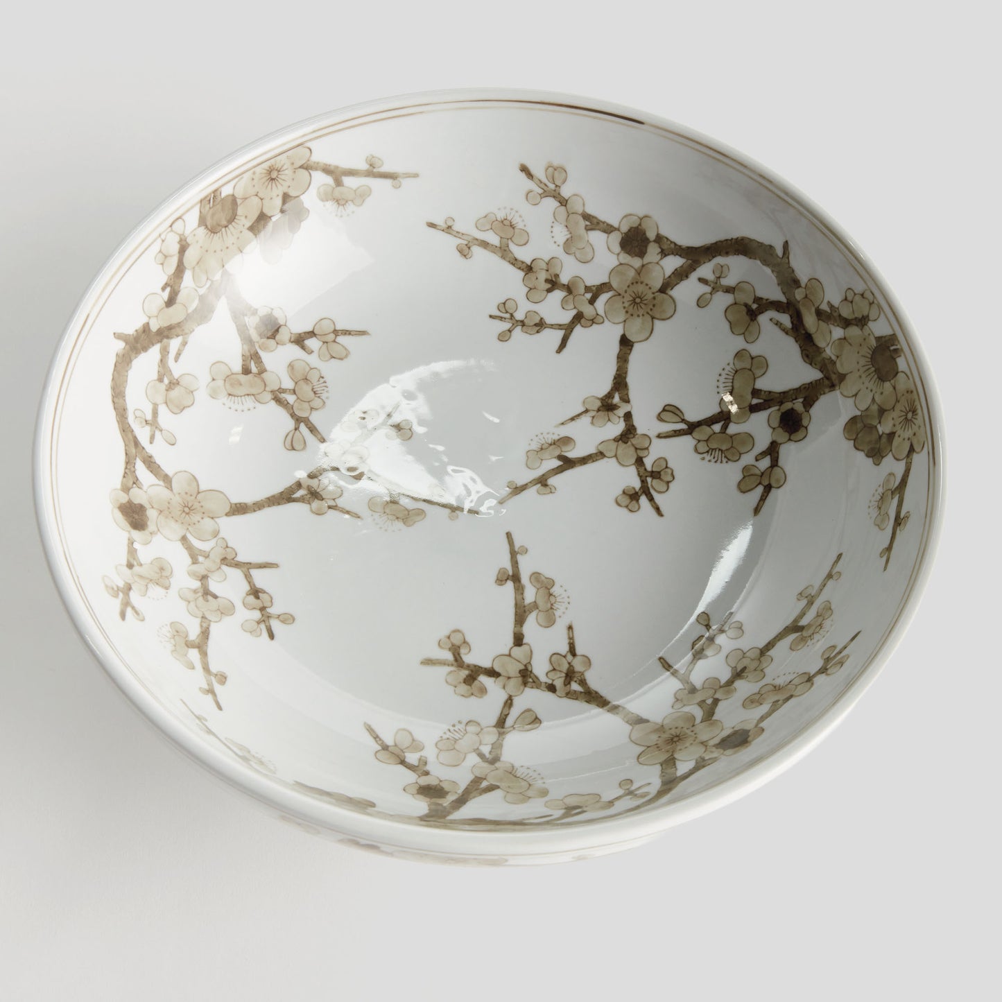 Taupe chinoiserie ceramic footed bowl - stylish home accent (Image3).