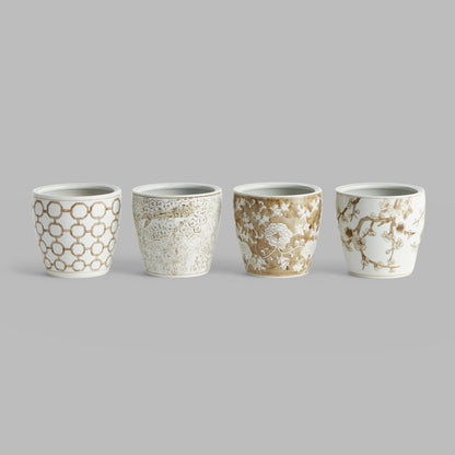Taupe chinoiserie ceramic pots (set of 4) - stylish home accent (Image6).