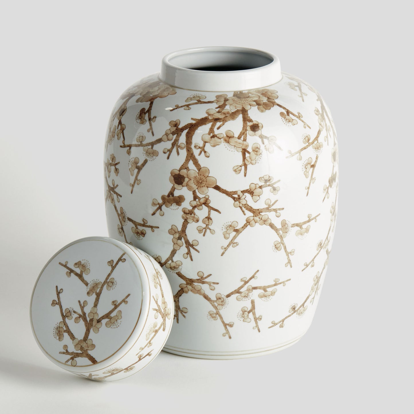Taupe chinoiserie lidded ginger jar - stylish home accent (Image2).