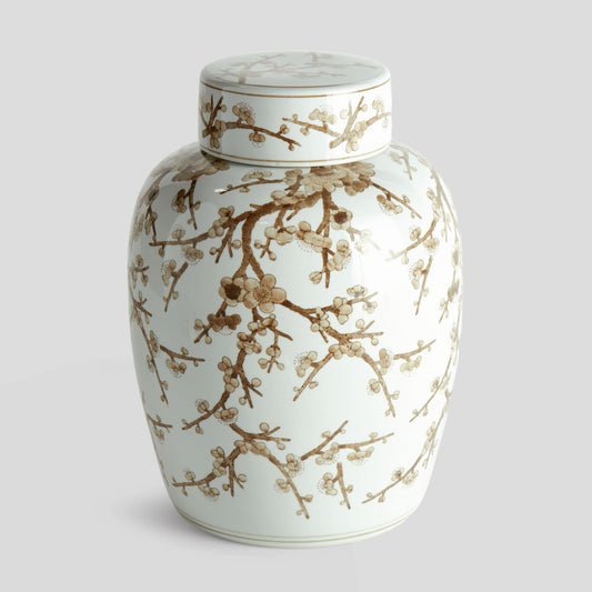 Taupe chinoiserie lidded ginger jar - stylish home accent (Image6).