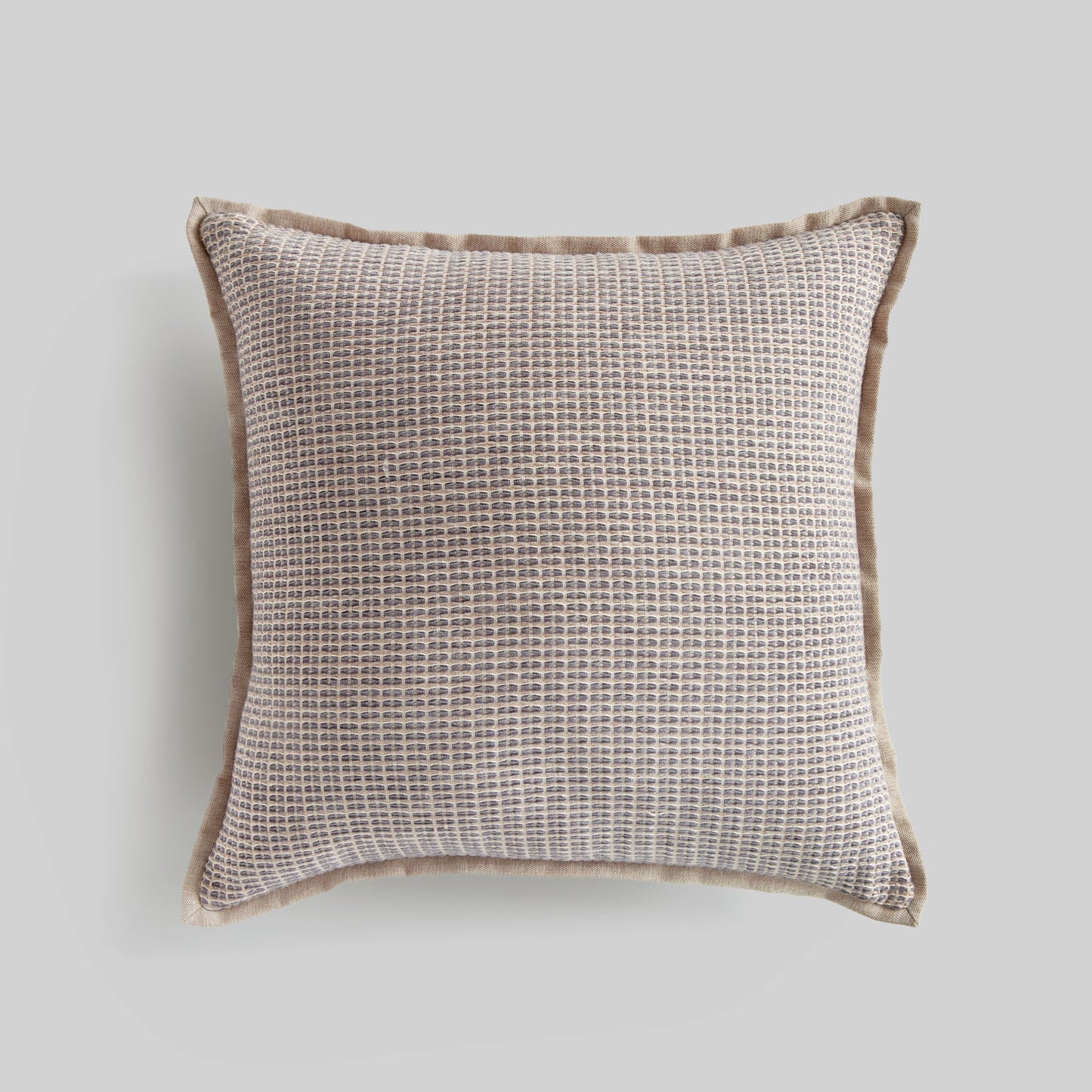 Taupe jacquard woven pillow for home decor and accessories.