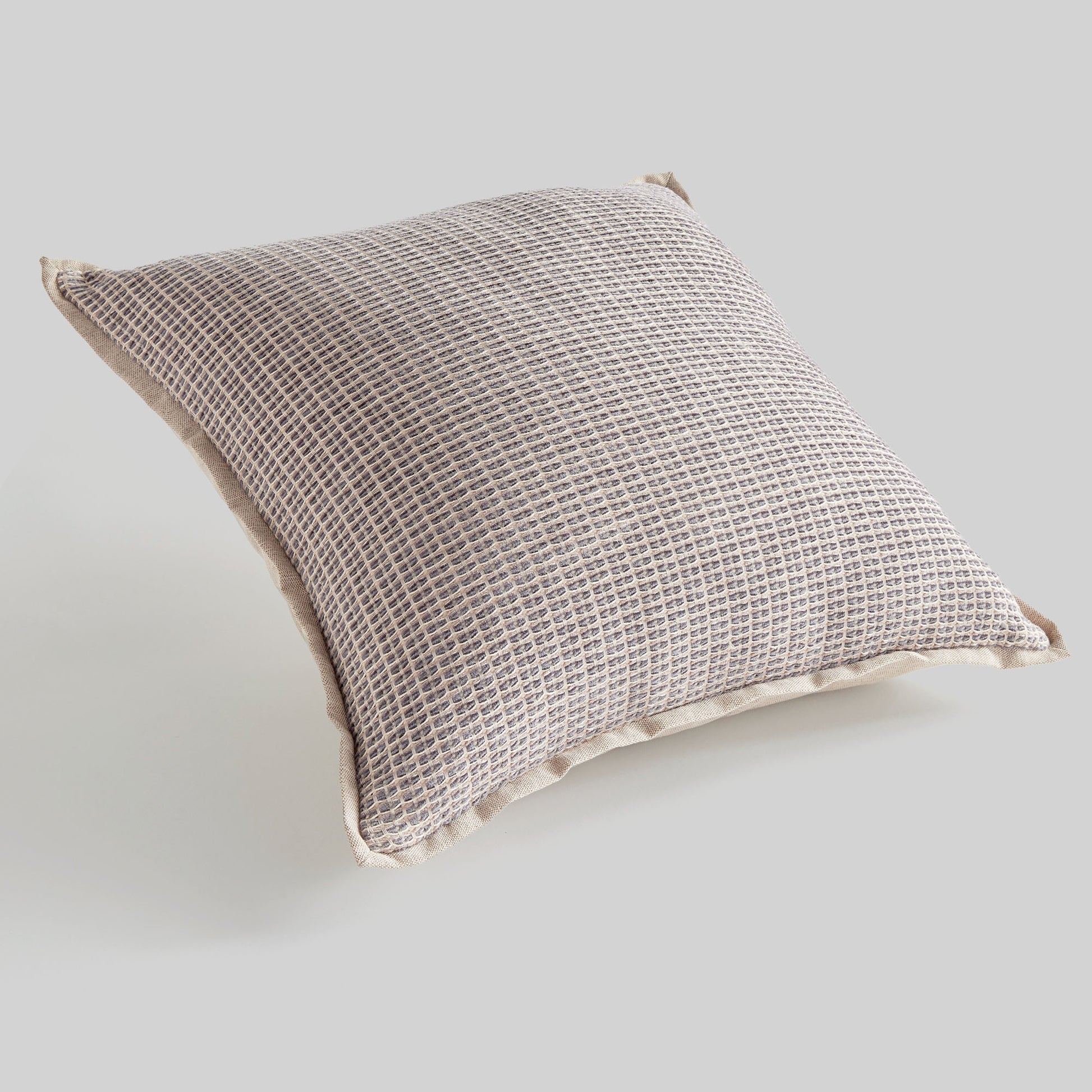 Taupe jacquard woven pillow for home decor and accessories.