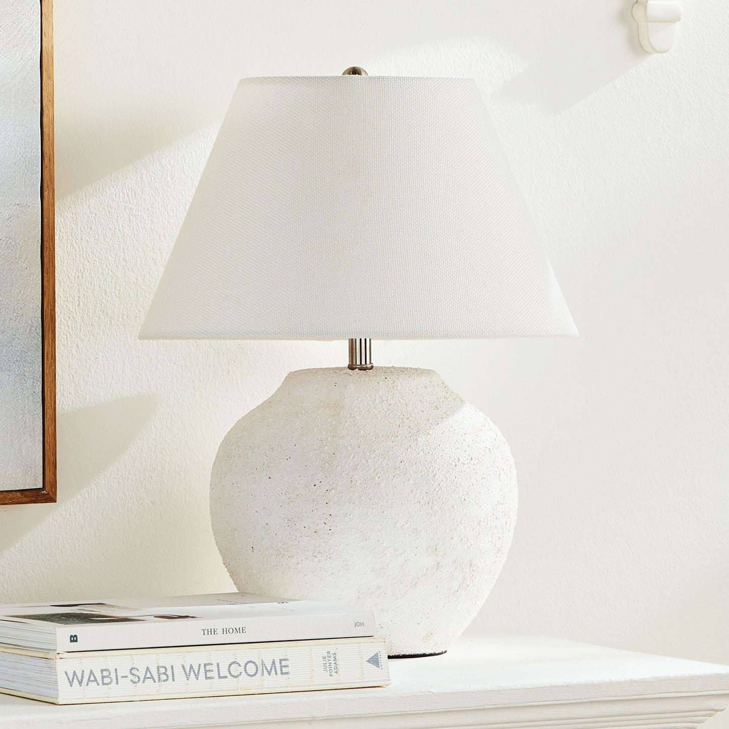 Textured white table lamp - stylish home accent (Image9).