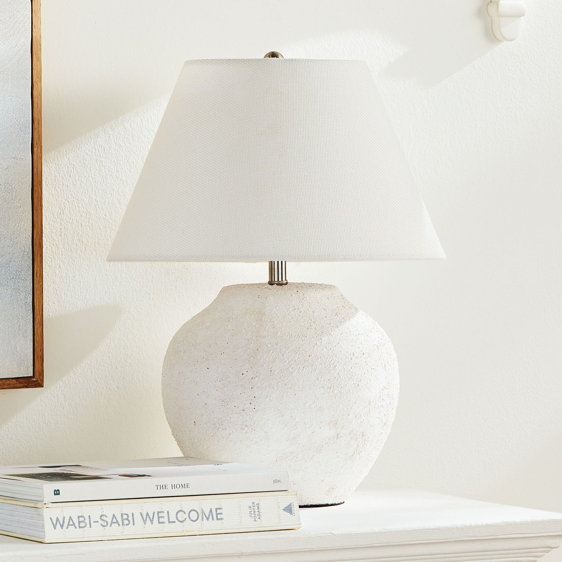 Textured white table lamp - stylish home accent (Image9).