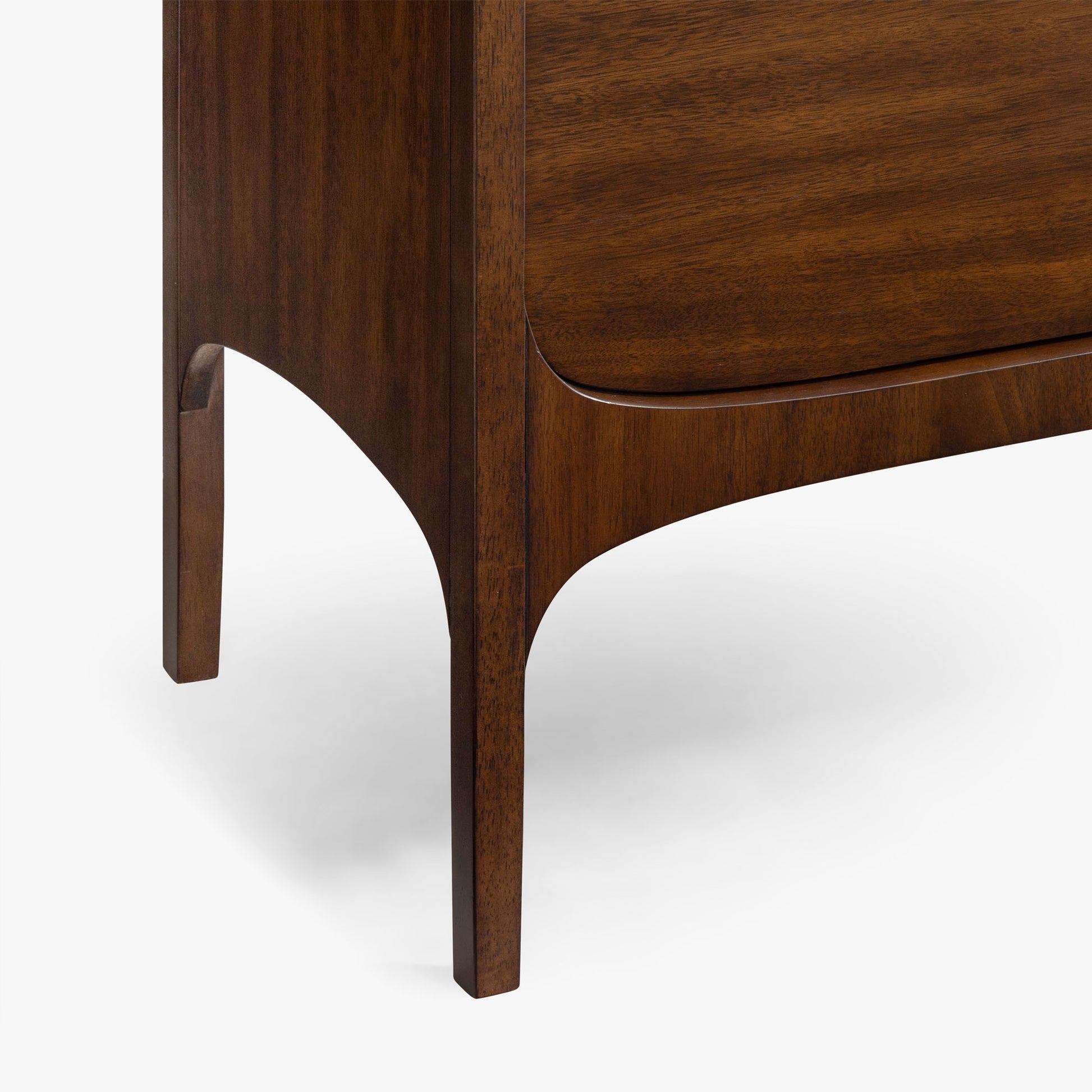 Close-up of a wooden drawer with a white background