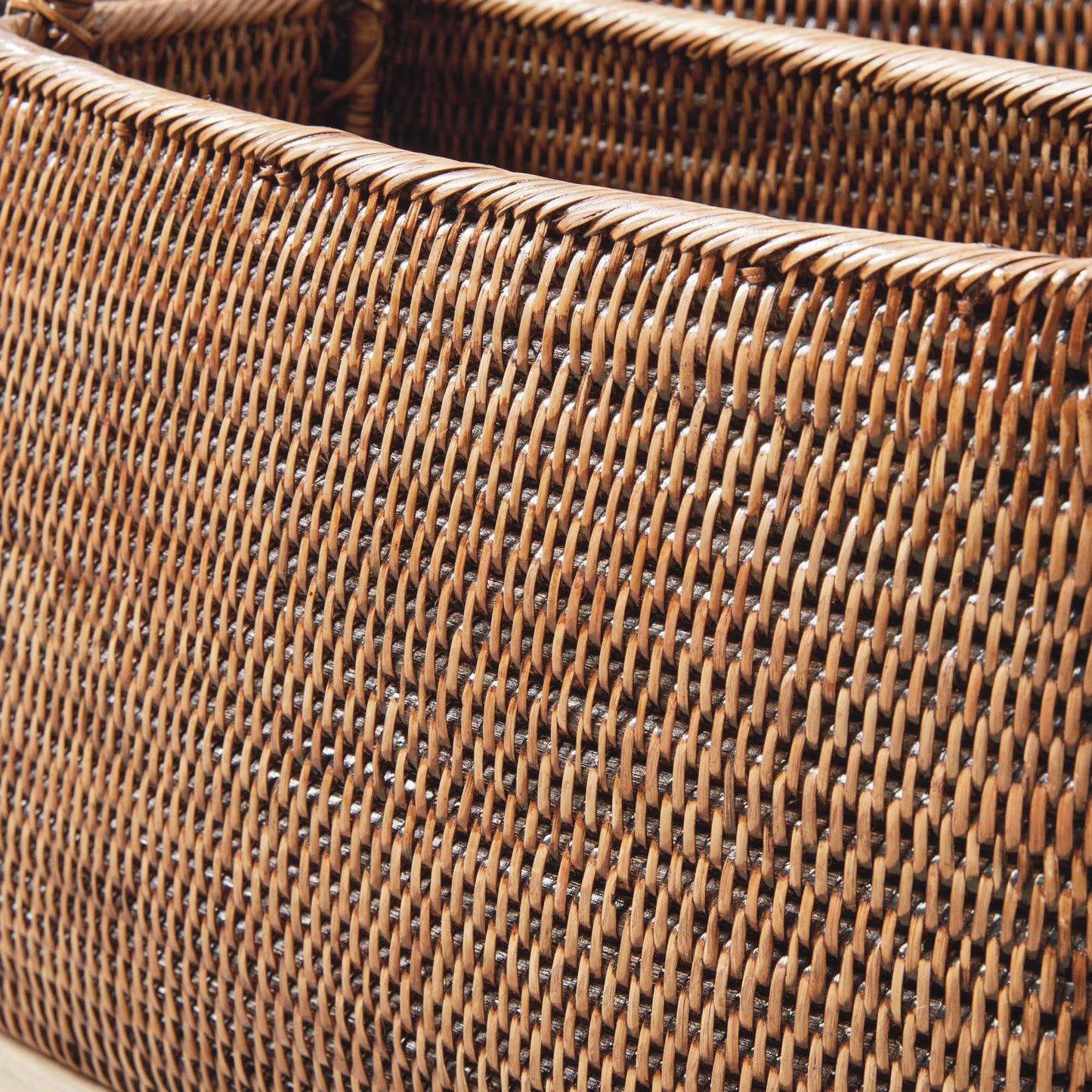 Warm brown rattan narrow magazine baskets (set of 2) - stylish home accent (Image3).