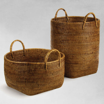 Warm brown rattan orchard baskets (set of 2) - stylish home accent (Image1).