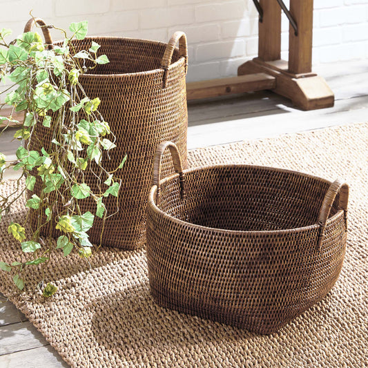Warm brown rattan orchard baskets (set of 2) - stylish home accent (Image2).
