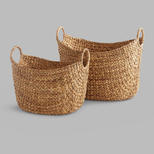 Water hyacinth baskets with handles (set of 2) - stylish home accent (Image5).