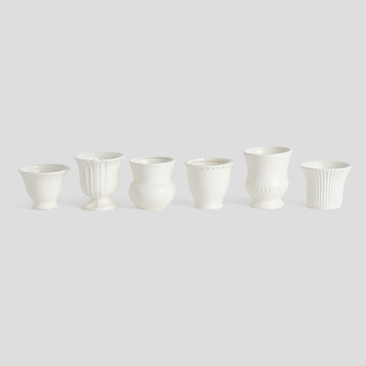 White ceramic mini cachepots (set of 6) - stylish home accent (Image1).