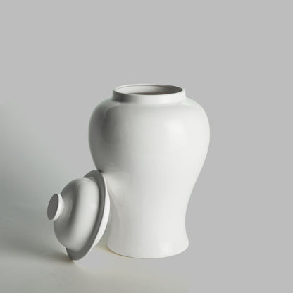 White ceramic small ginger jar - stylish home accent (Image1).
