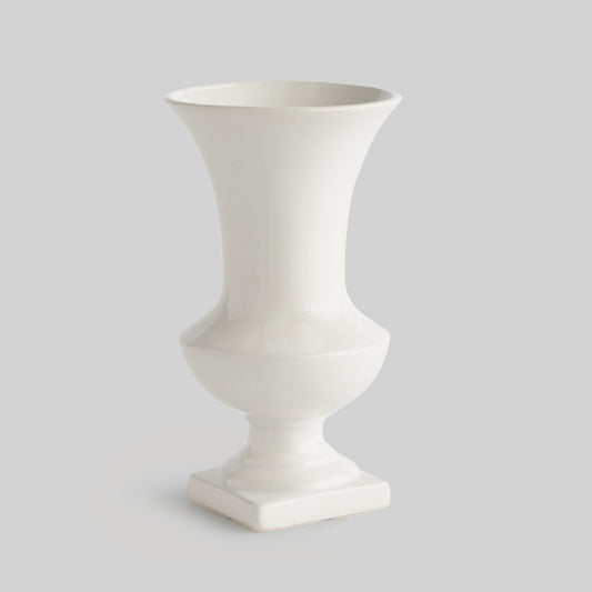 White ceramic trumpet vase - stylish home accent (Image1).