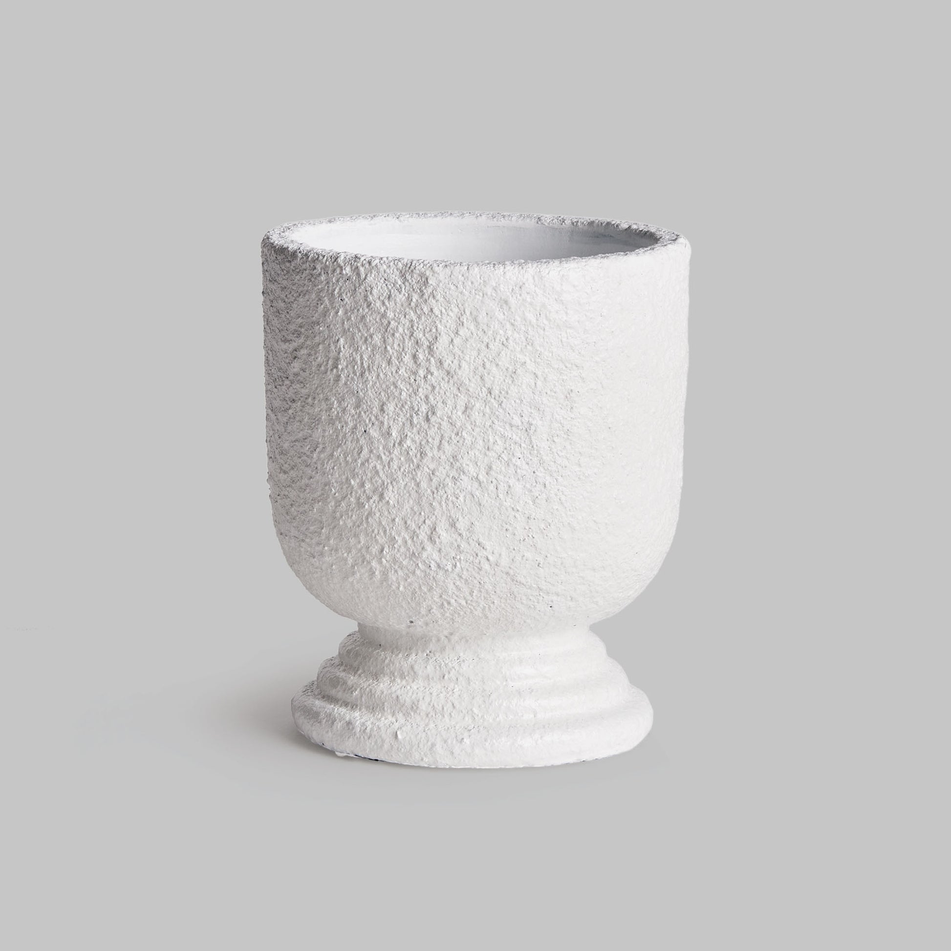 White concrete small footed urn 5 inch - stylish home accent (Image1).