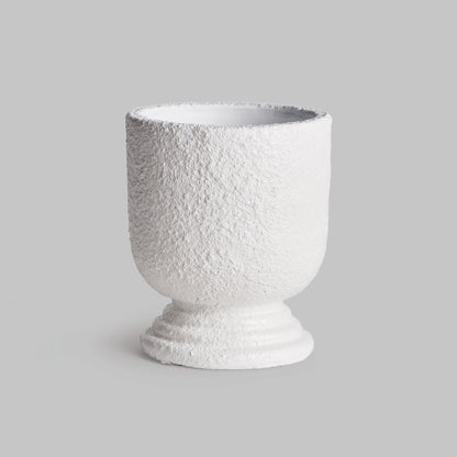 White concrete small footed urn 5 inch - stylish home accent (Image1).