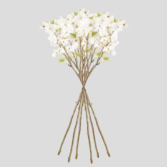 White faux cherry blossom stems (set of 6) - stylish home accent (Image2).