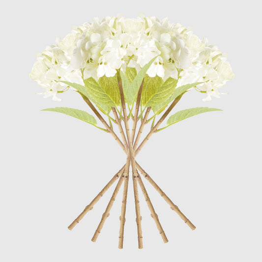 White faux hydrangea stems (set of 6) - stylish home accent (Image2).