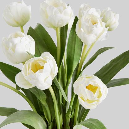 White faux peony and tulip arrangement 19 inch - stylish home accent (Image2).