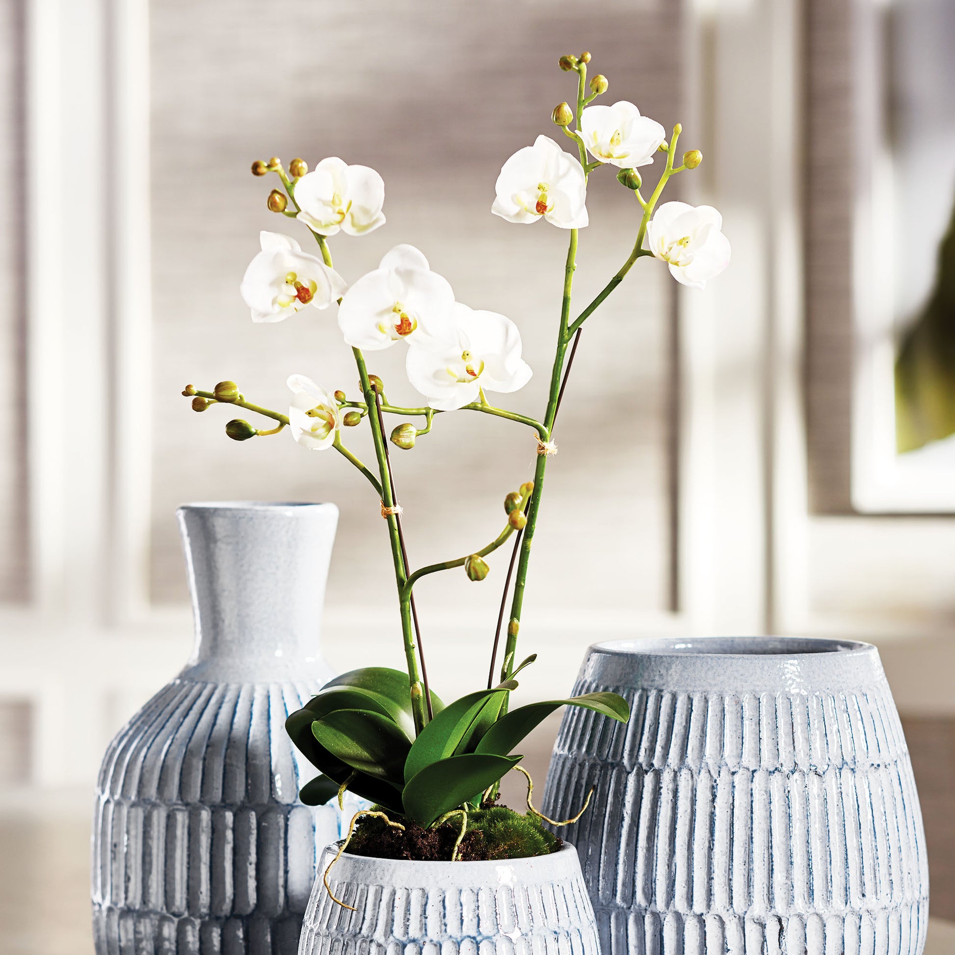 White faux phalaenopsis orchid 23 inch drop-in - stylish home accent (Image2).