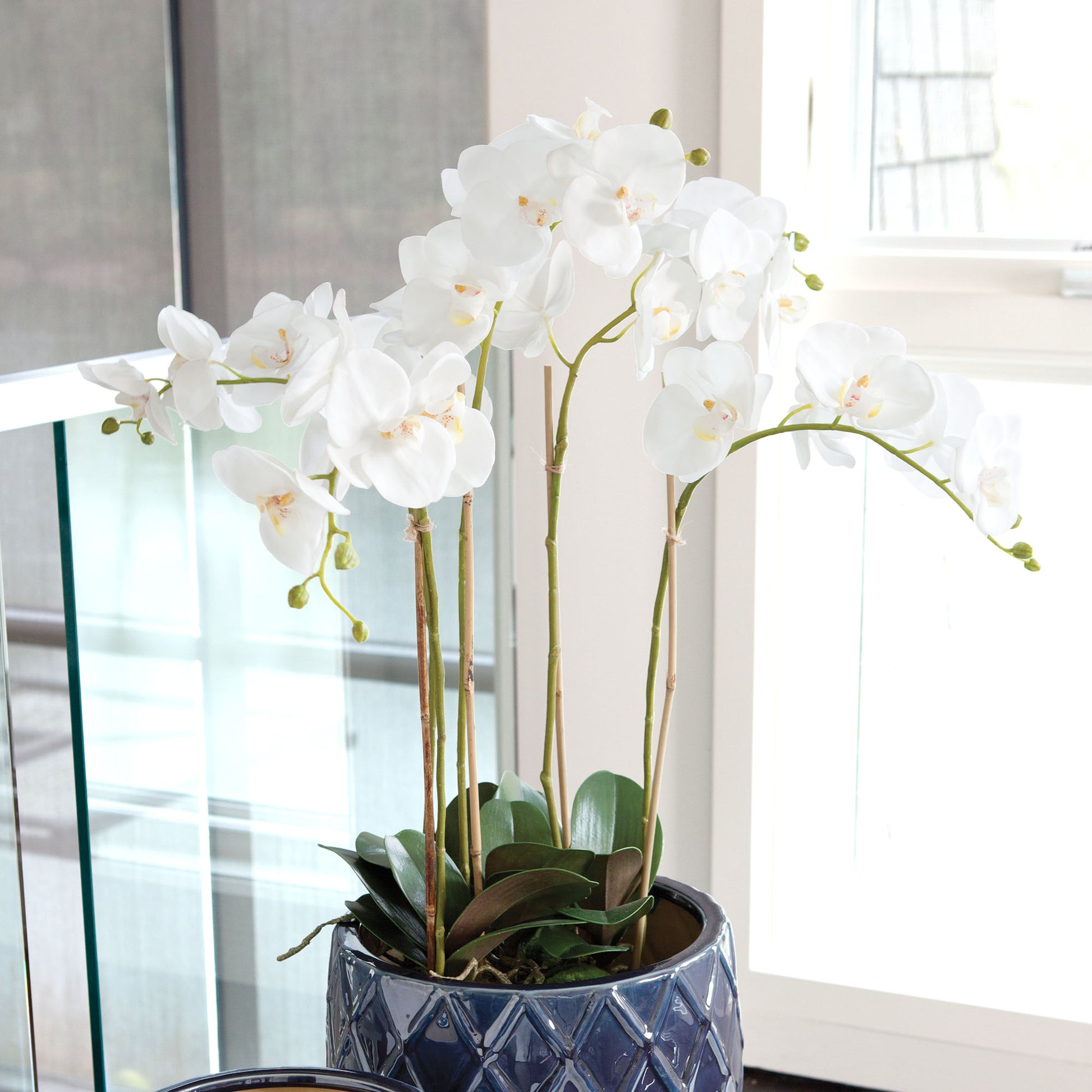 White faux phalaenopsis orchid 25 inch - stylish home accent (Image4).